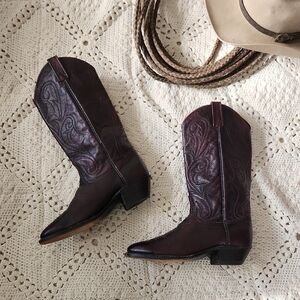 Dan Post Cherry Brown Leather Western Cowboy Boots Size 8